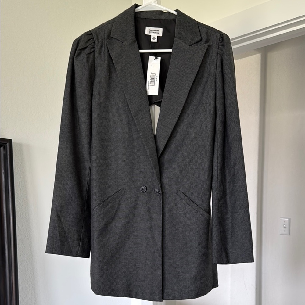 Gray Double-Breasted Blazer